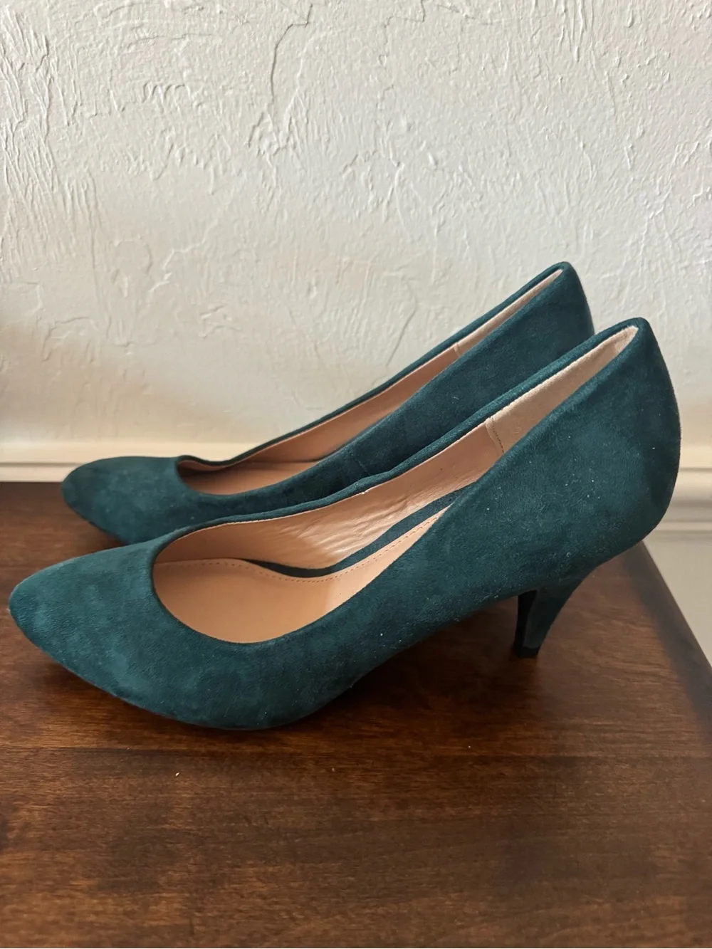 Report Teal Suede Pointed Toe Heels